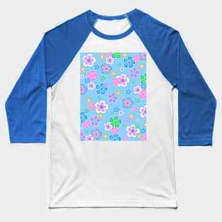 Pretty Flower Blooms On Blue - Flowers Art Baseball T-Shirt